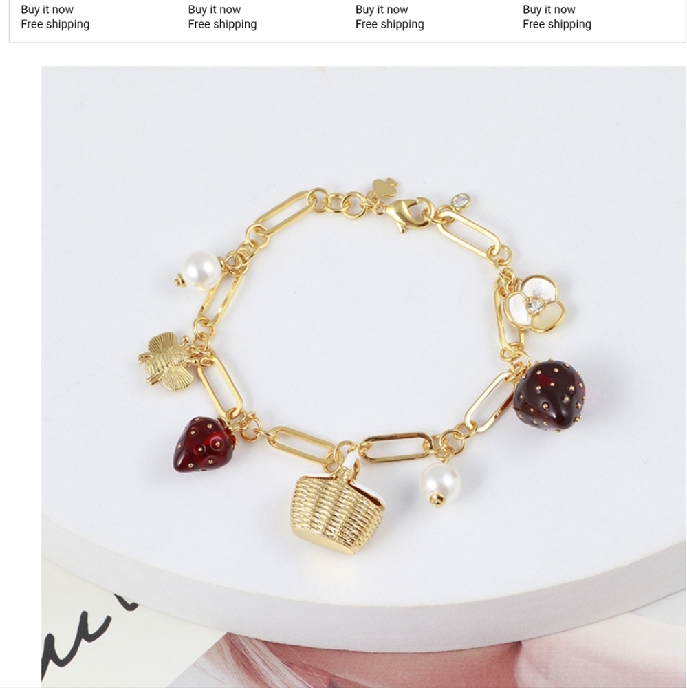 🏷 Kate ♠️ Spade Strawberry Pearl bracelet - Picture 7 of 9